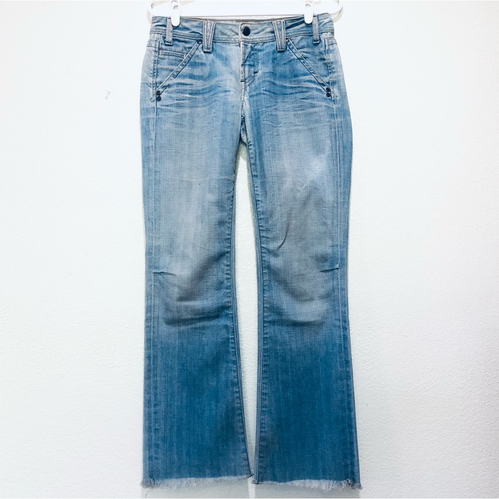 YANUK Jeans Size 28 Vintage Low Rise Light Wash Straight Leg Raw Hem